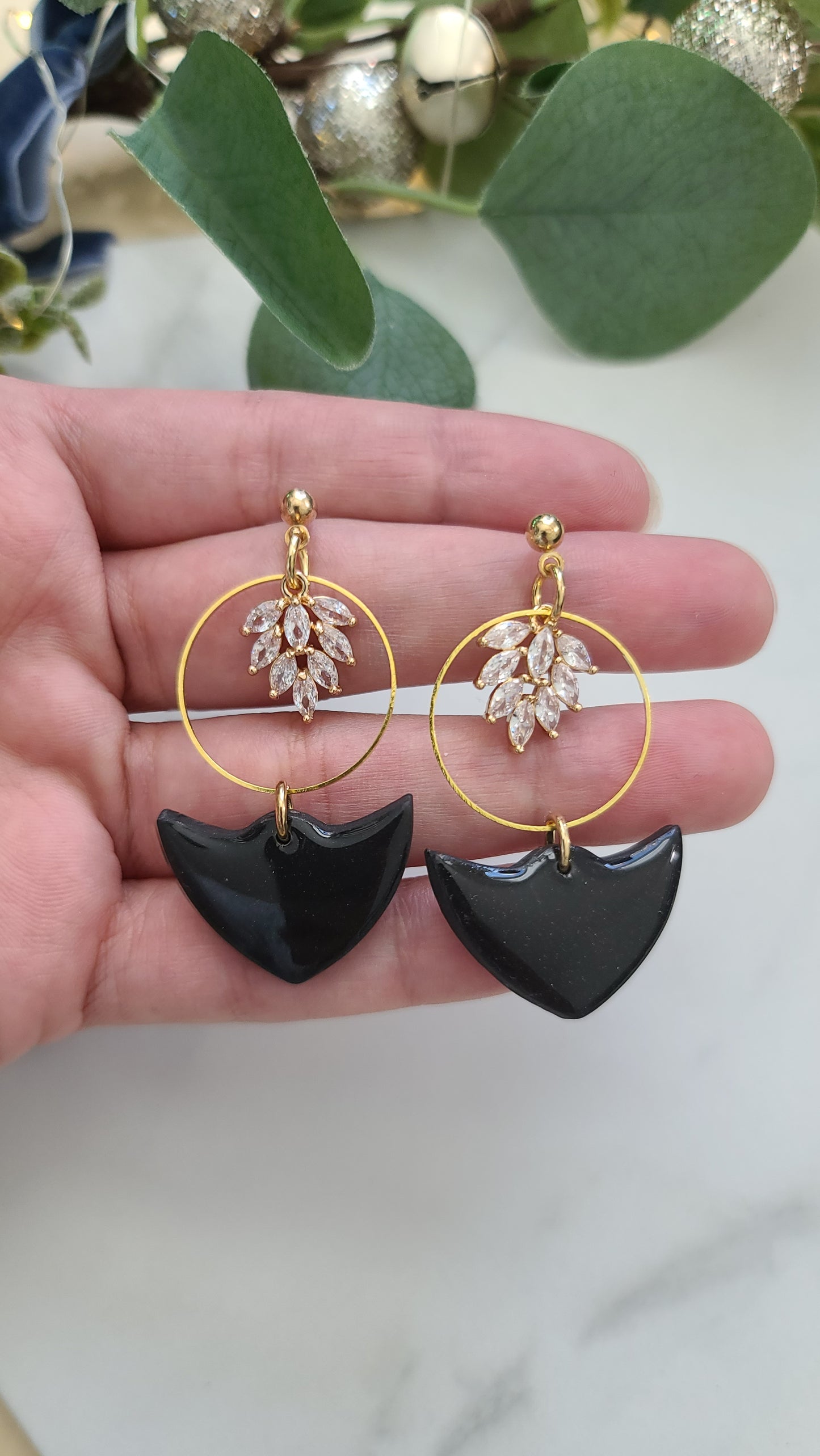 Black dangle earrings