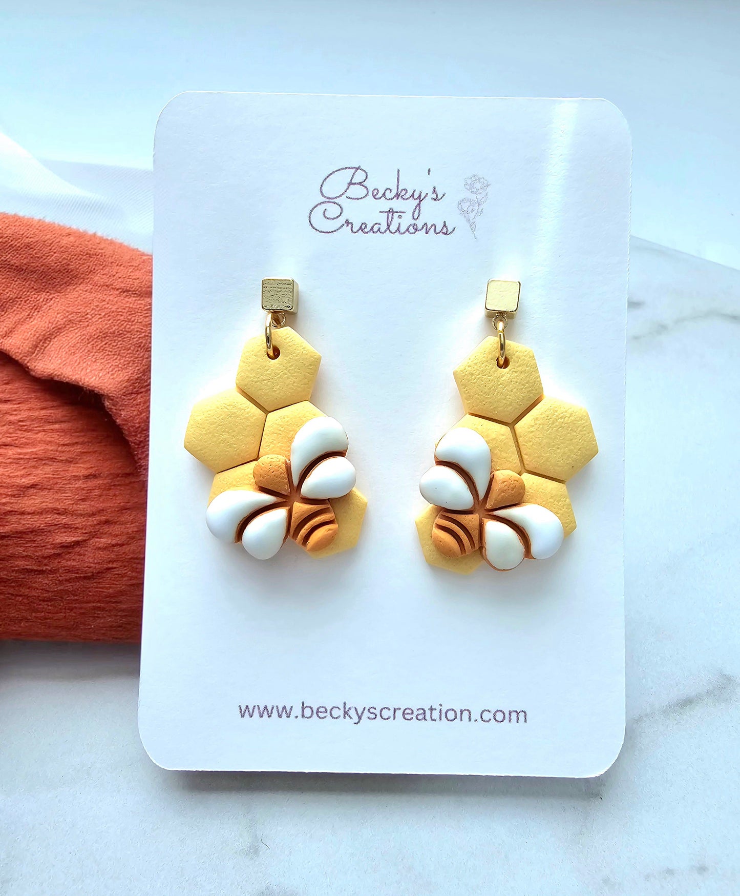 Bee and honey drop earrings