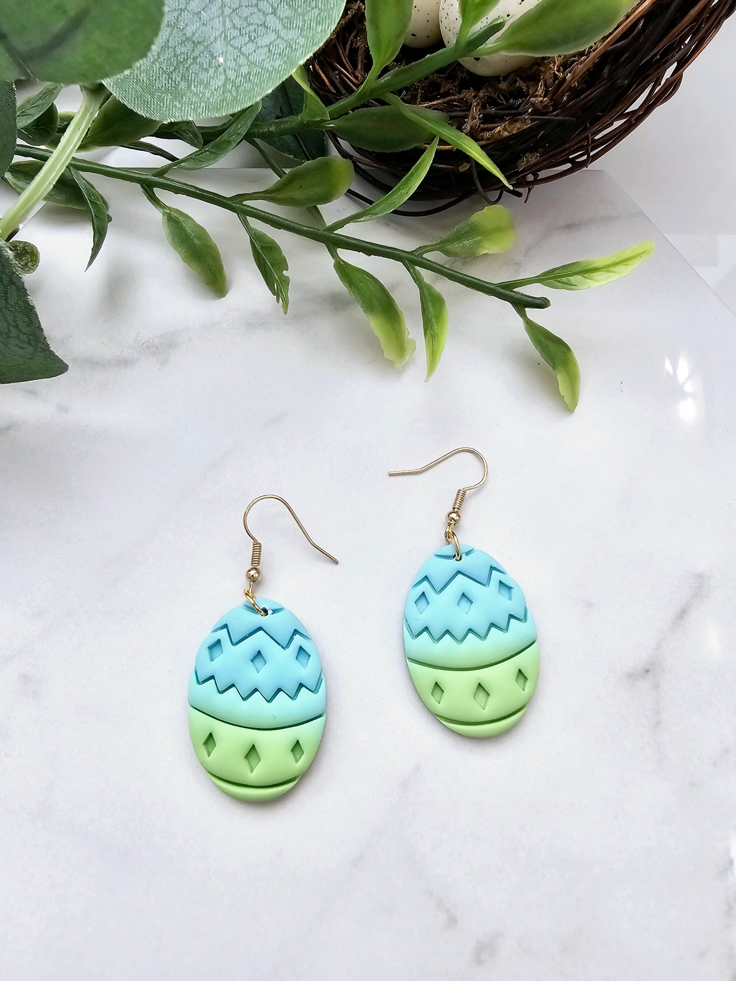 Two color easter egg earrings