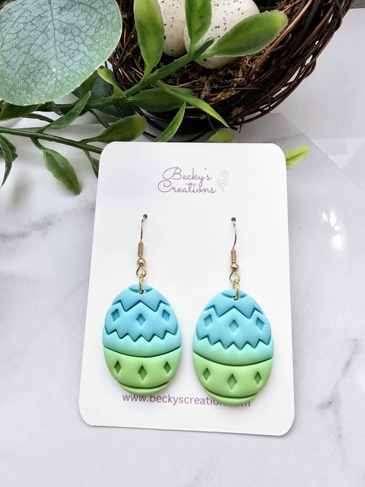 Two color easter egg earrings
