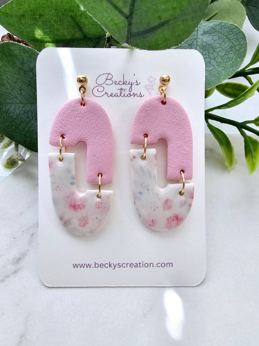 Pink and Floral Earrings