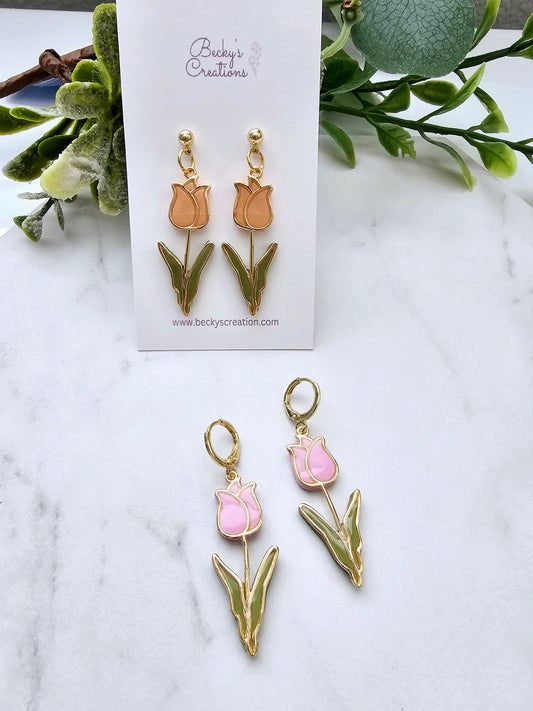 Tulip Earrings with gold trim