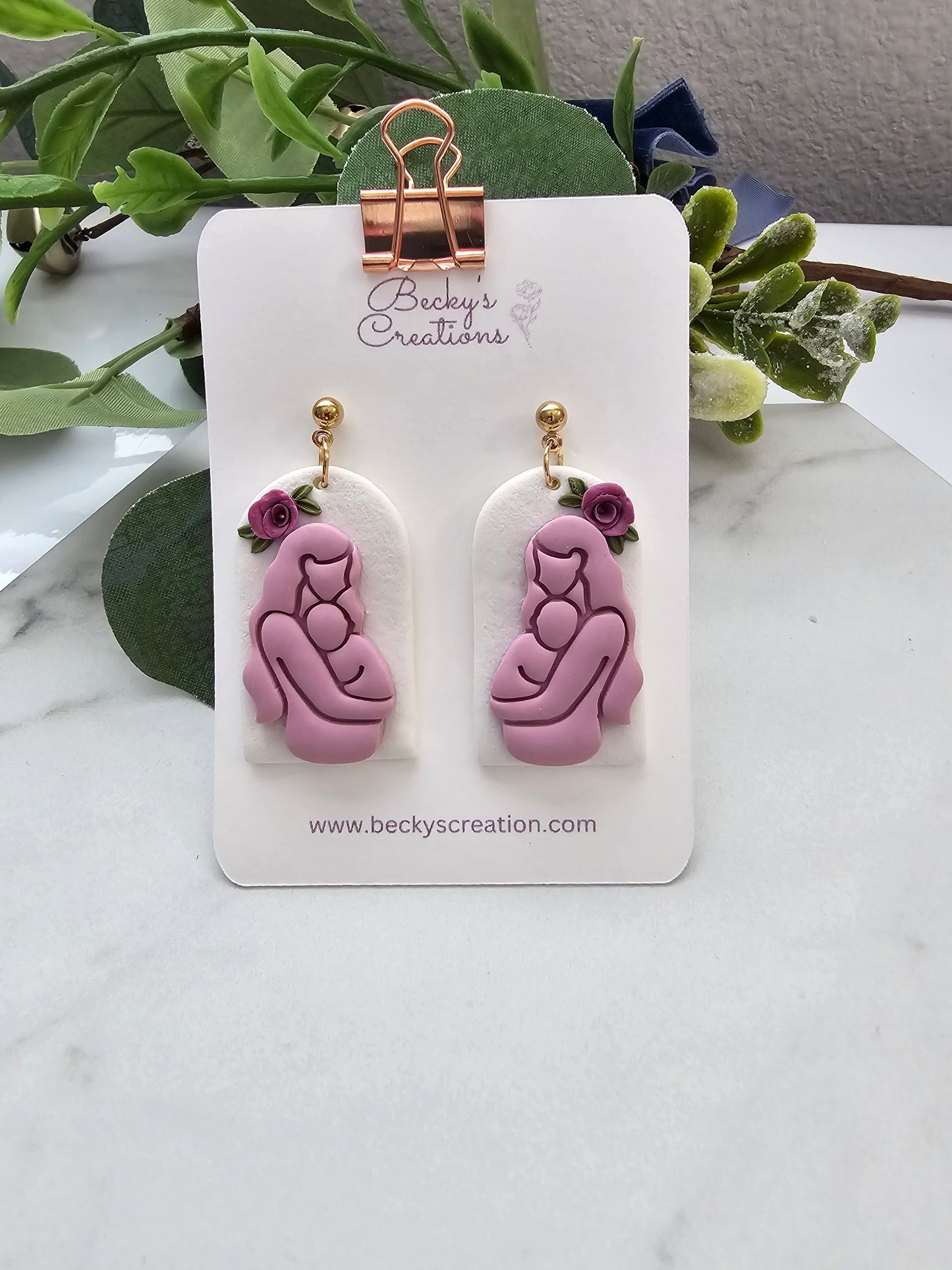 Mother and baby earrings