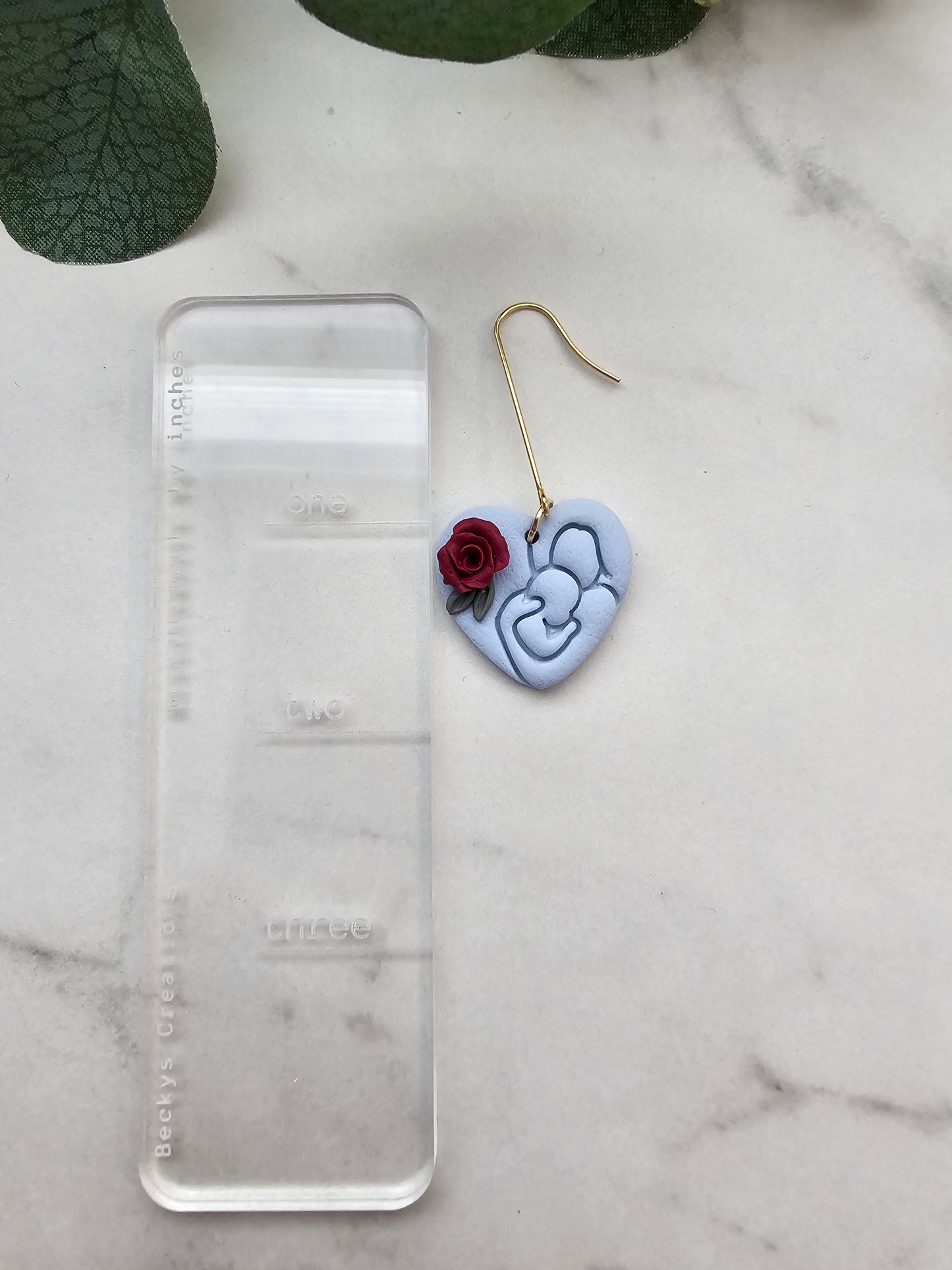 Mother and baby heart earrings