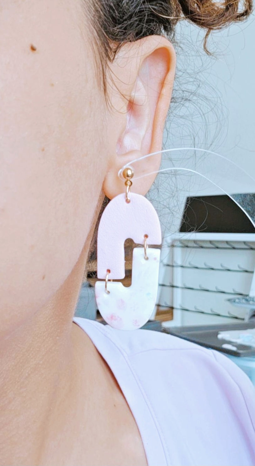 Pink and Floral Earrings