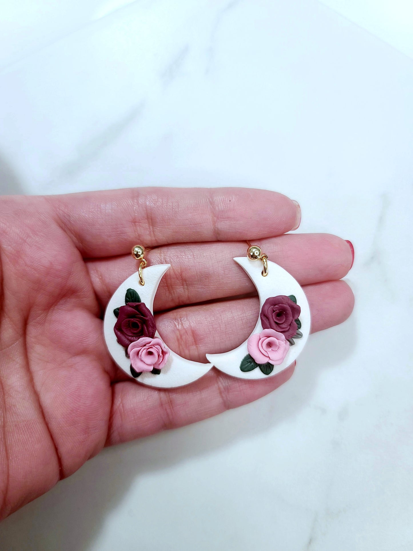 Floral Moon earrings