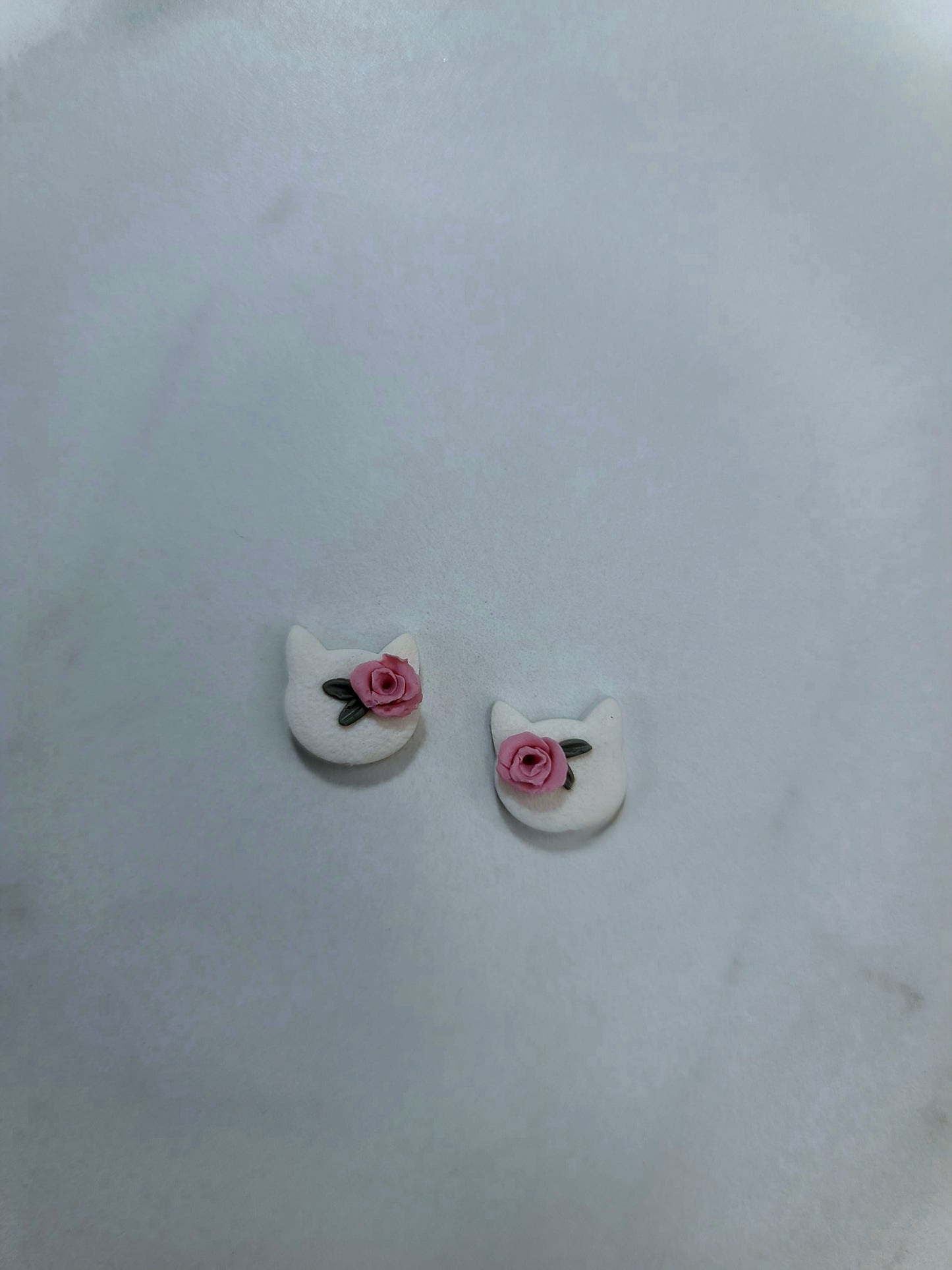 Cat floral stud earrings