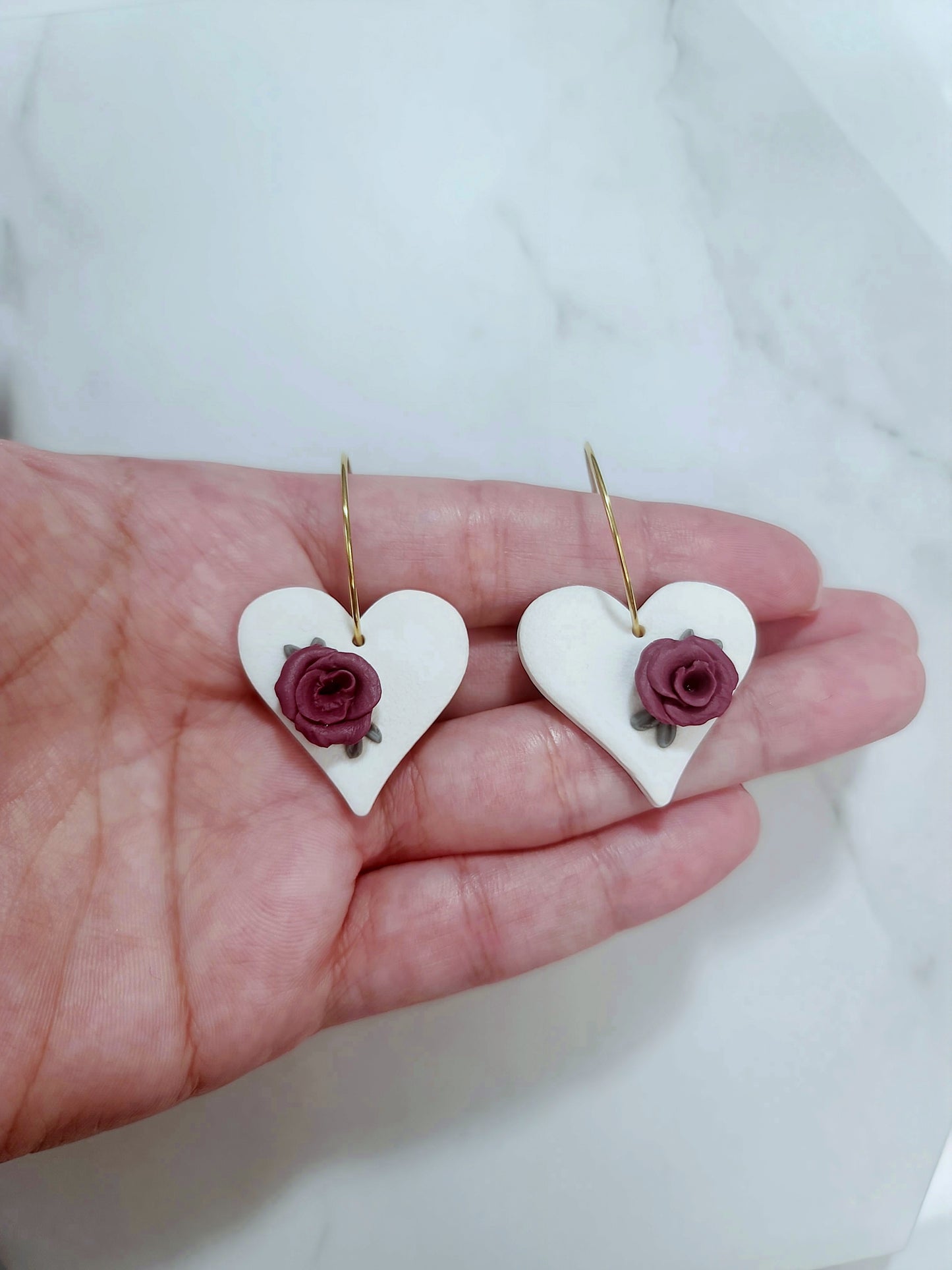 Heart floral earrings