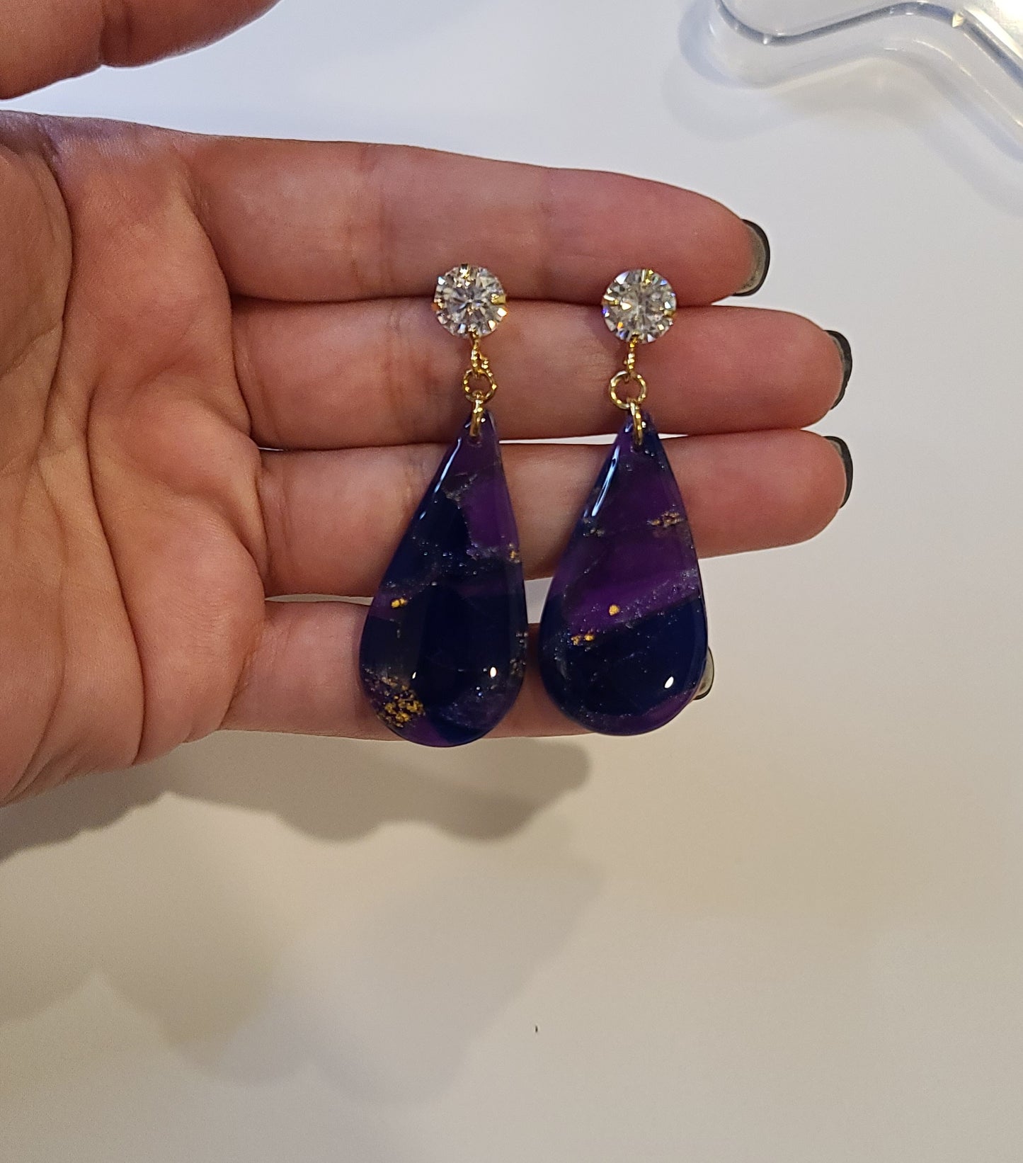 Purple and blue marble earrings