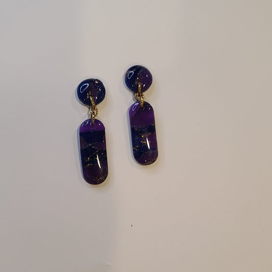 Purple and blue marble earrings