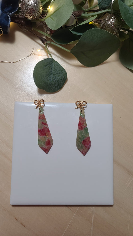 Red & Green Marble earrings