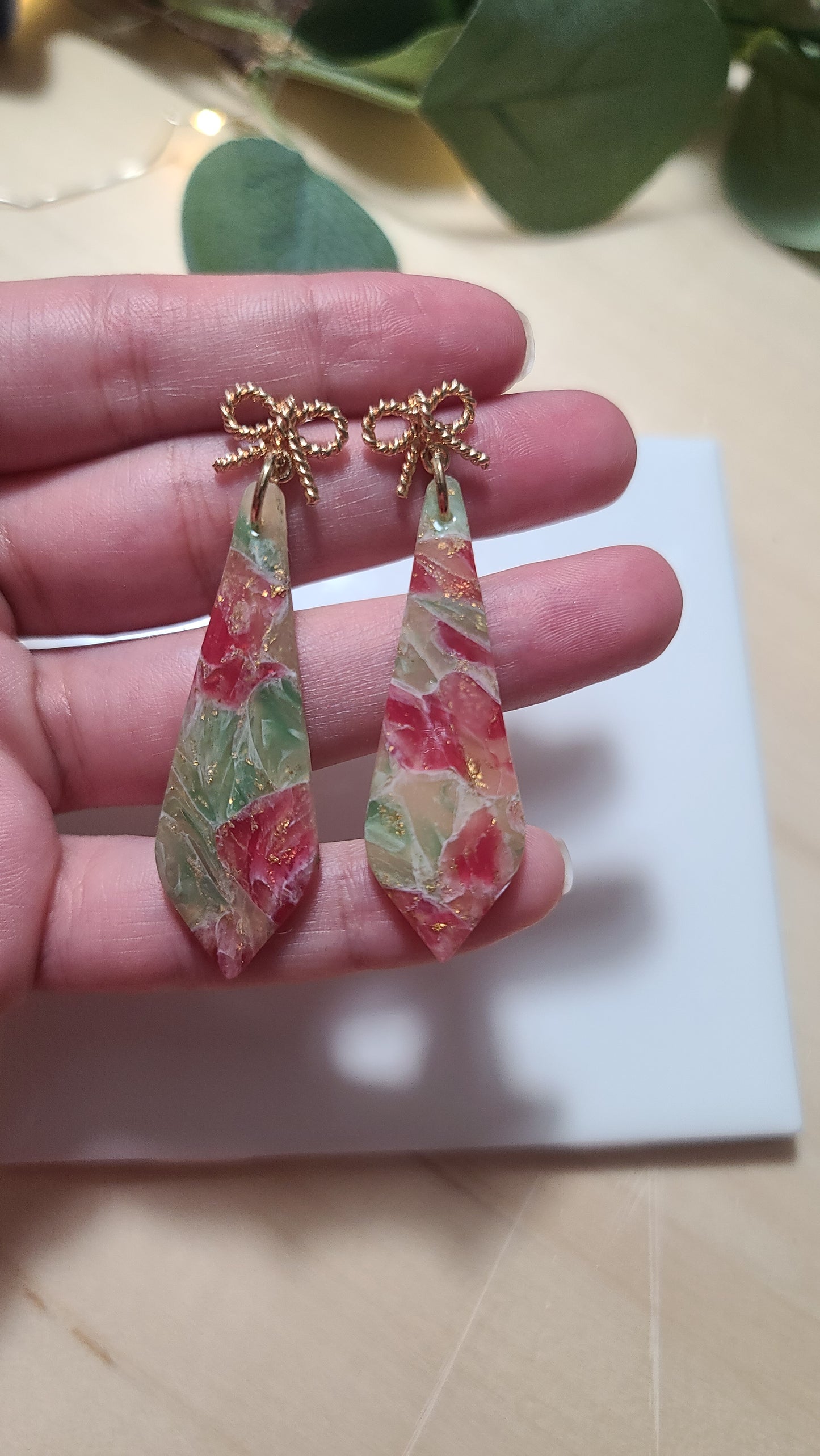 Red & Green Marble earrings