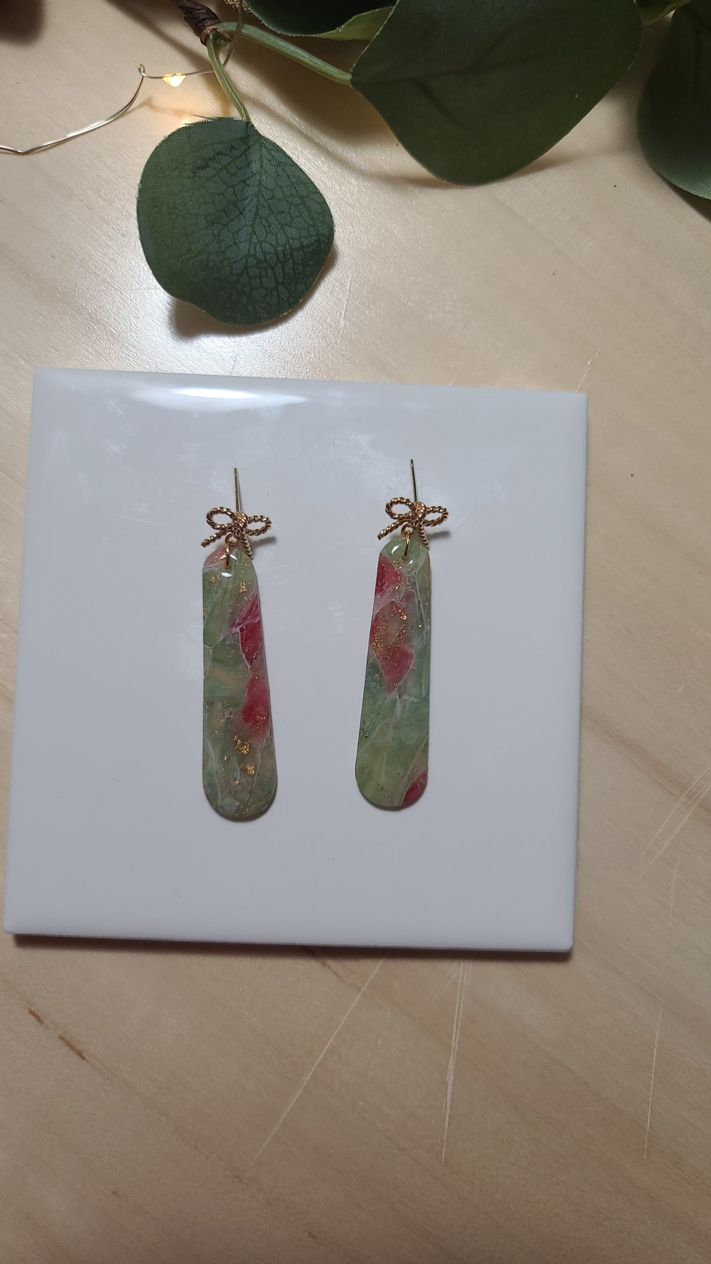 Red & Green Marble earrings