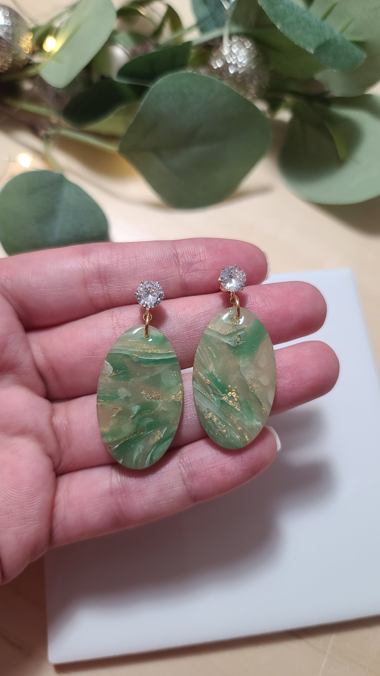 Green Marble earrings