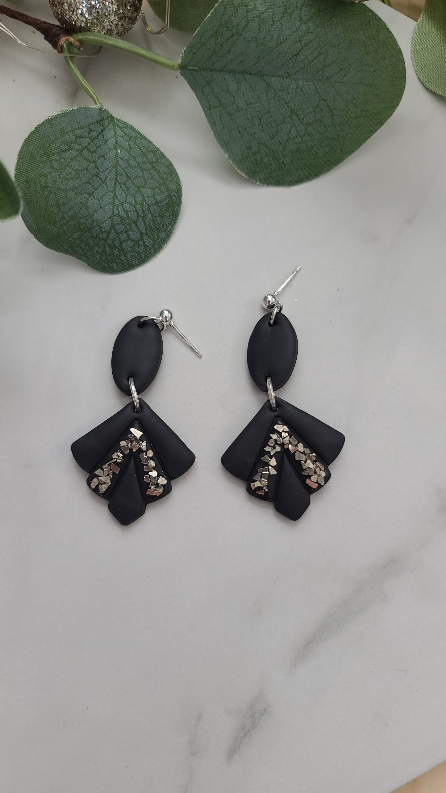 Black and Silver dangle earrings
