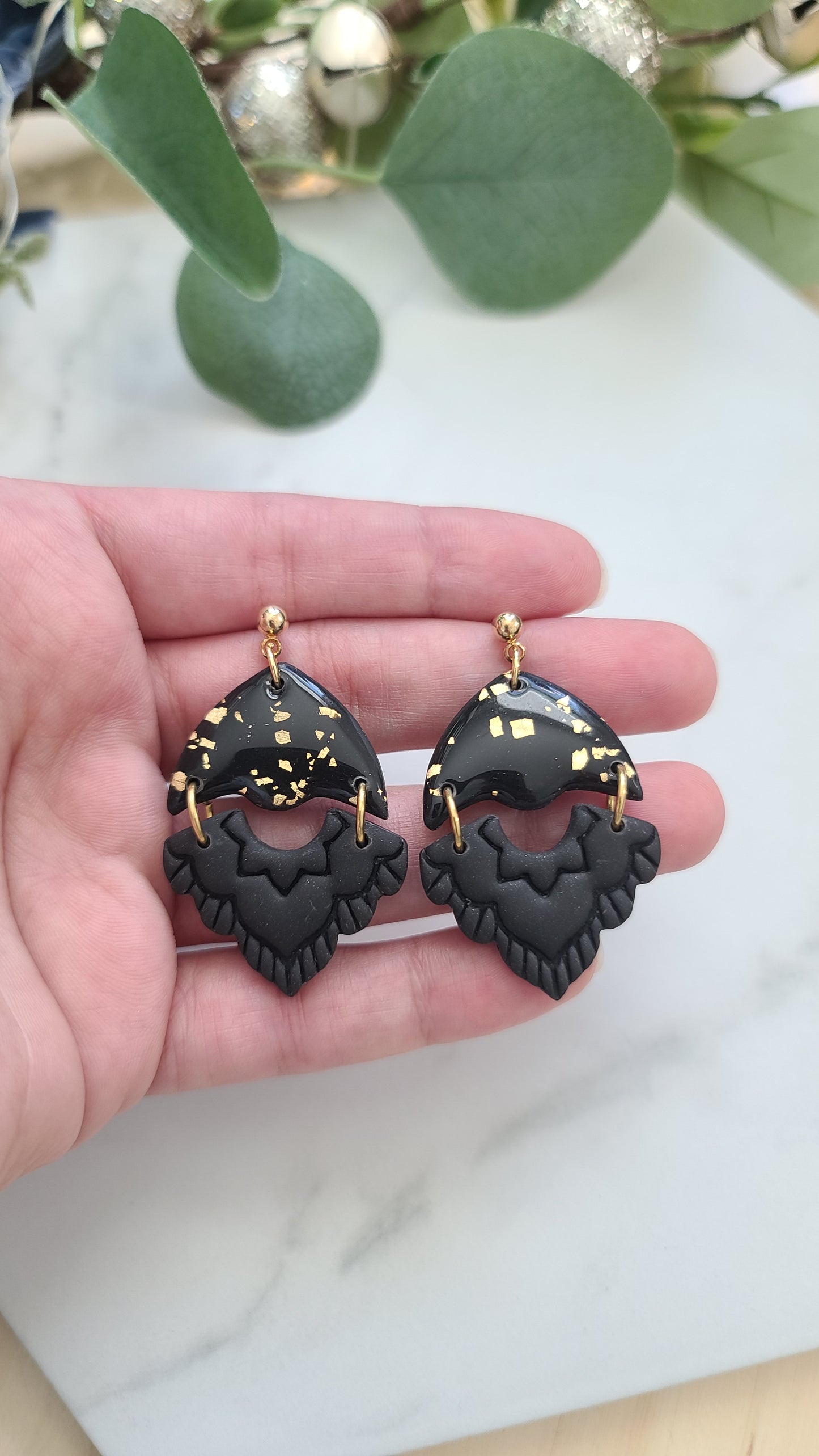 Black and Gold Dangle earrings