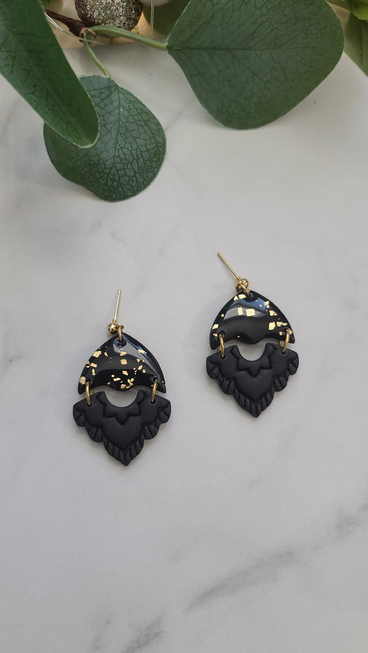 Black and Gold Dangle earrings