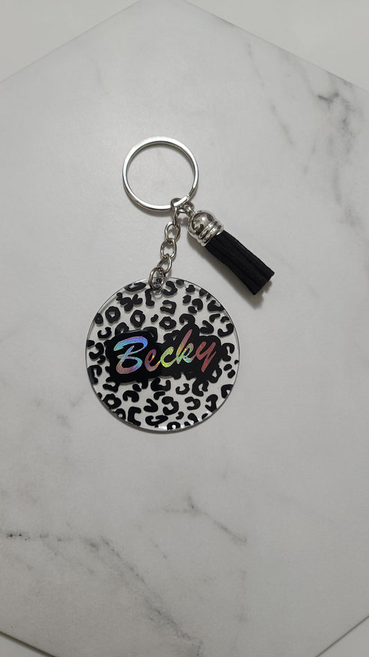 Personalized Leopard Keychain