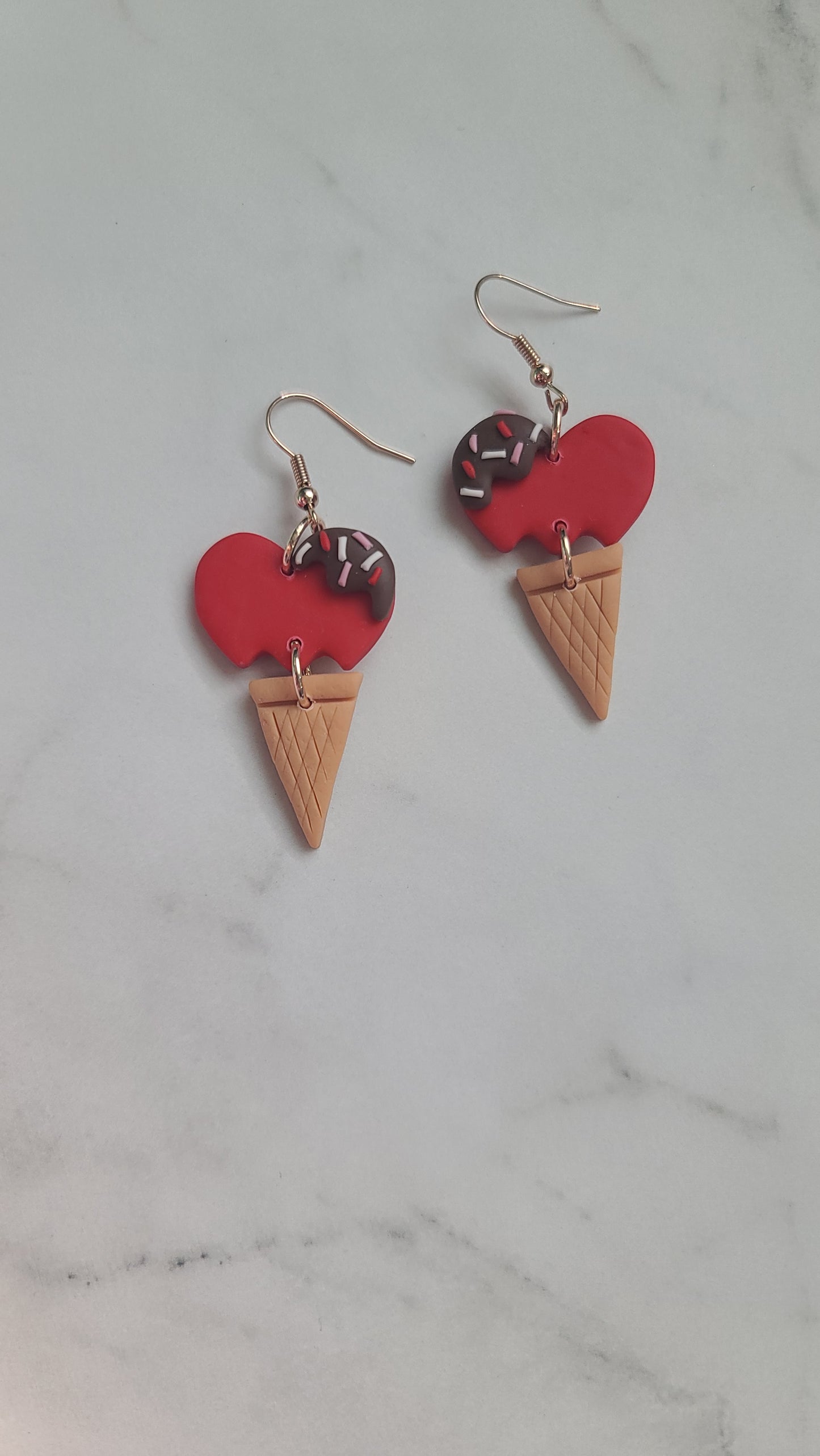 Valentines Ice cream heart earrings