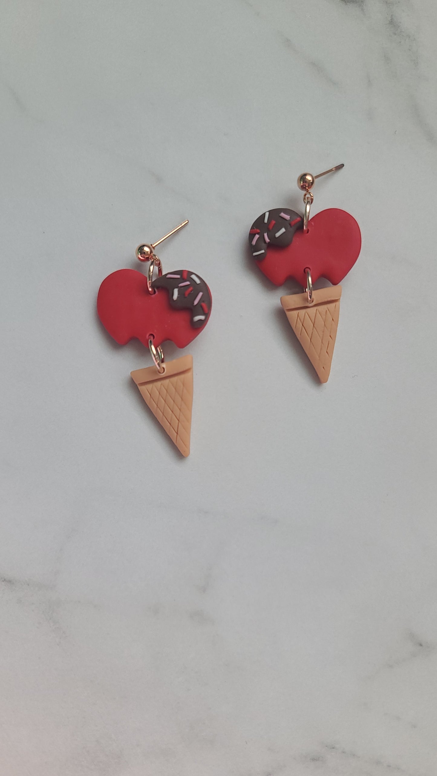 Valentines Ice cream heart earrings