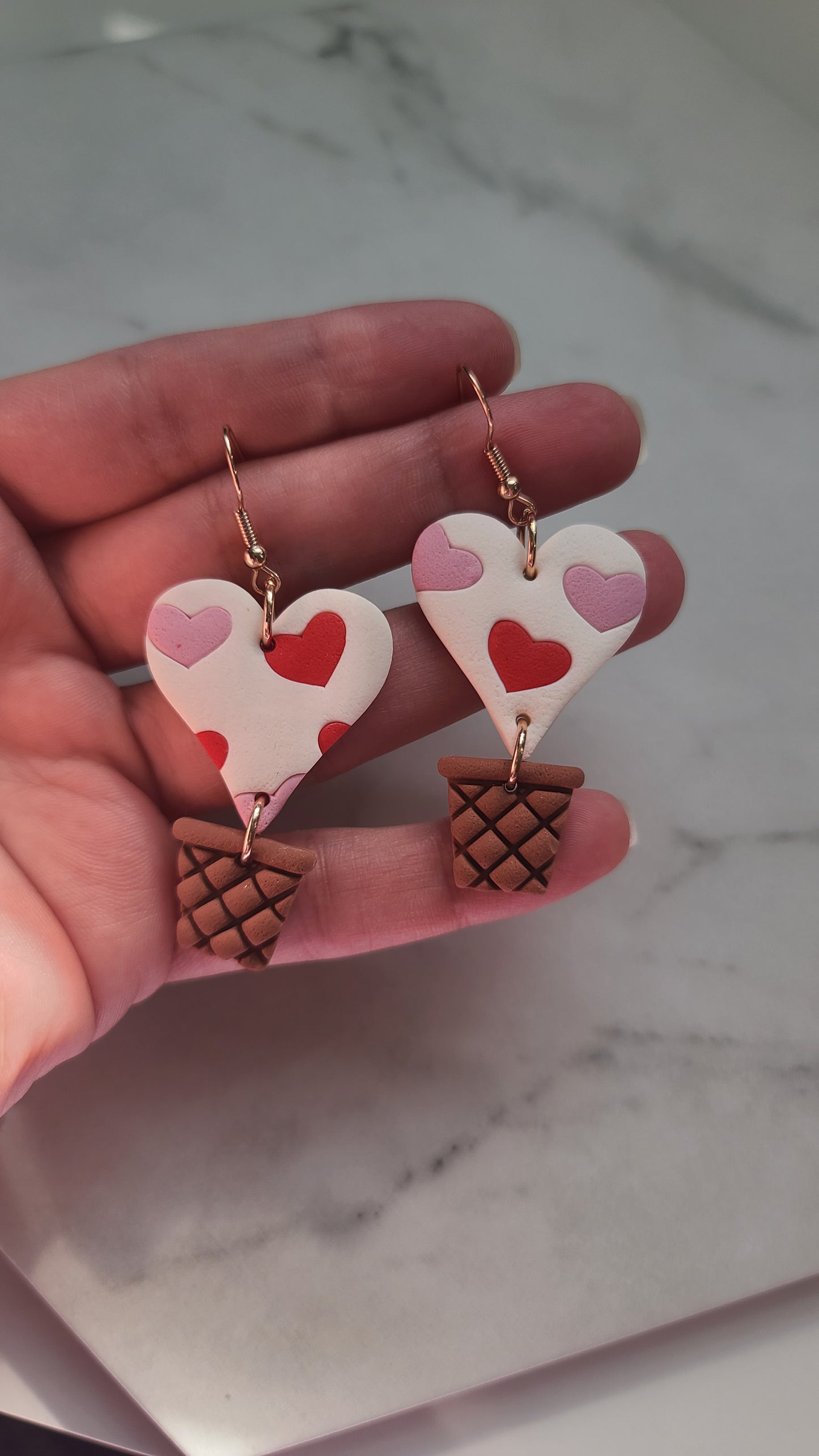 Valentines Hot heart air balloon earrings