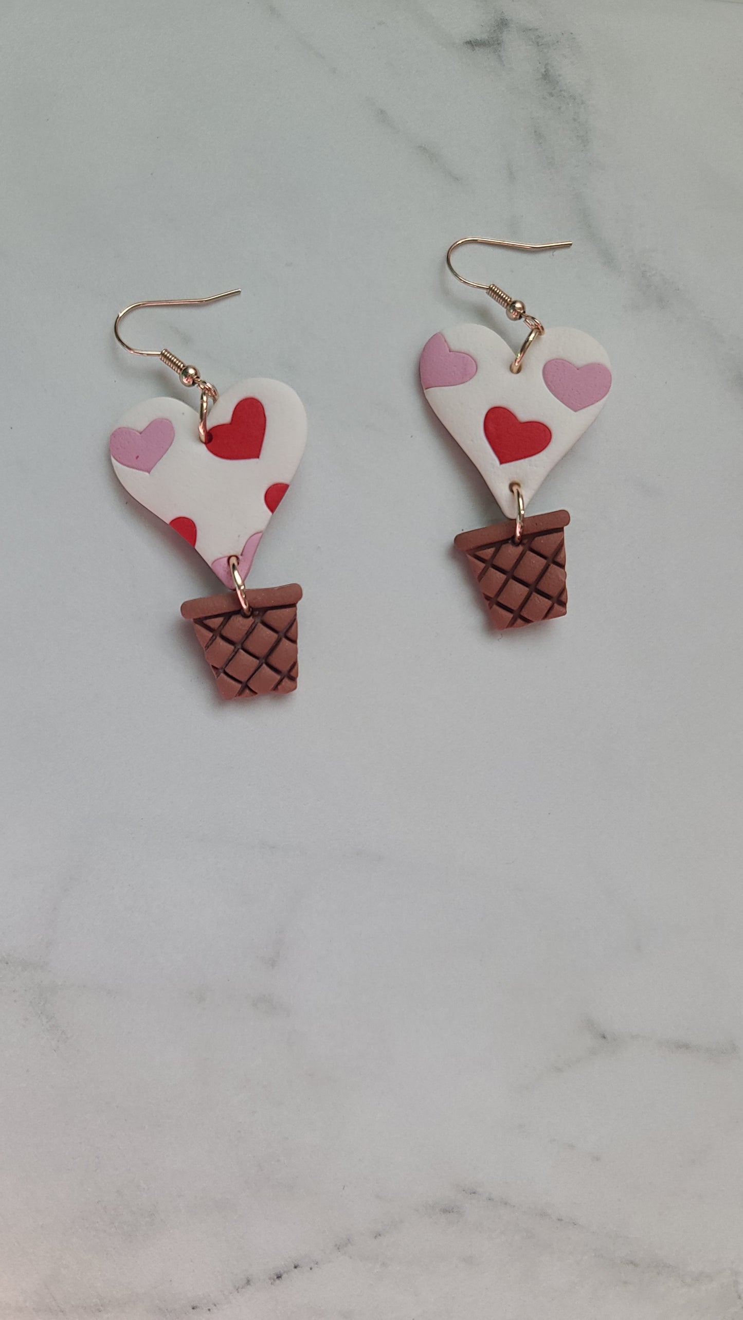 Valentines Hot heart air balloon earrings