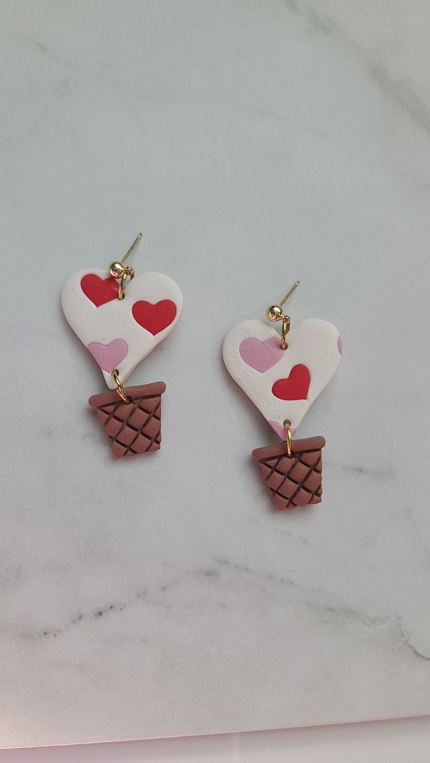 Valentines Hot heart air balloon earrings