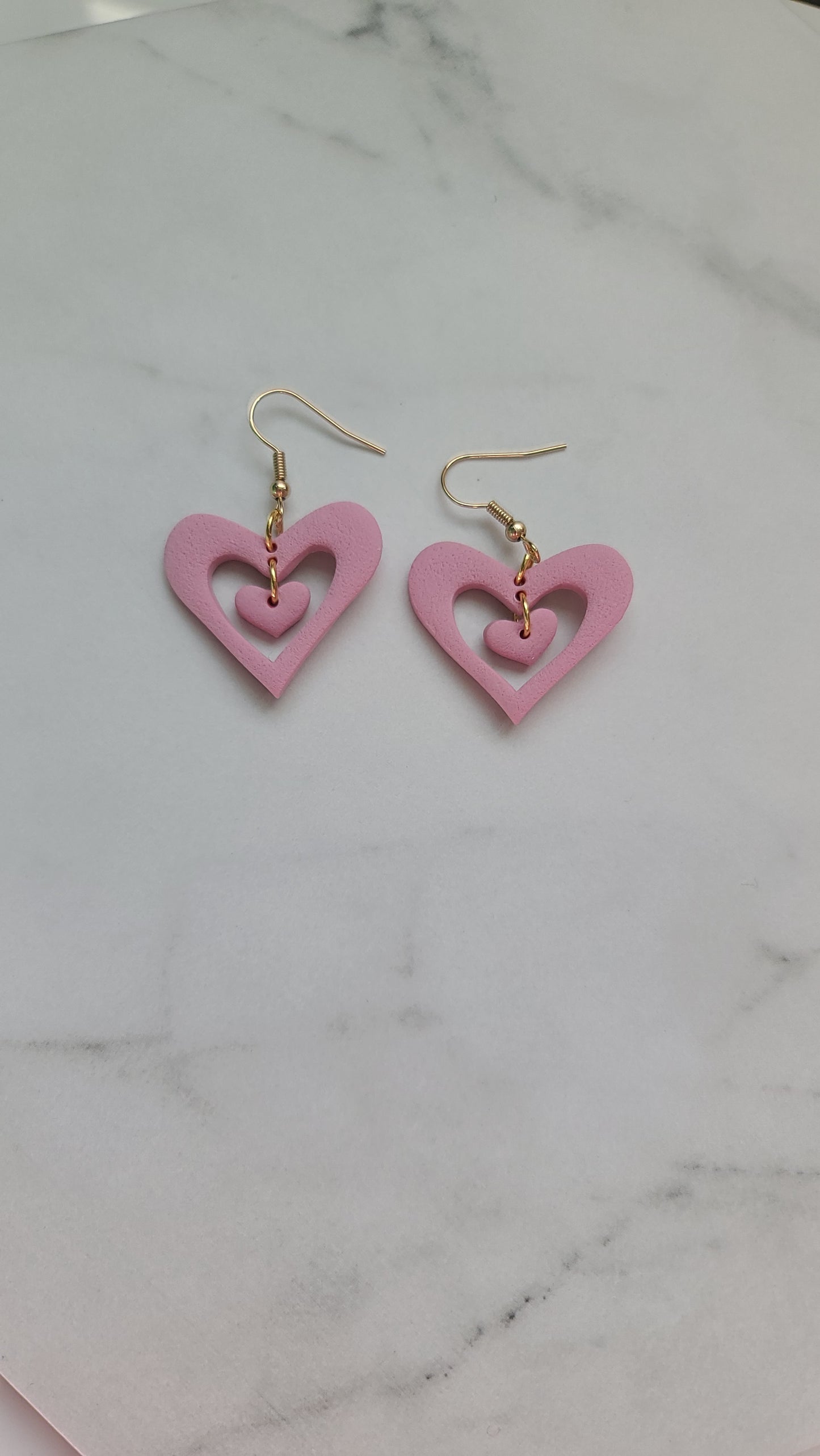 Double heart dangle earrings