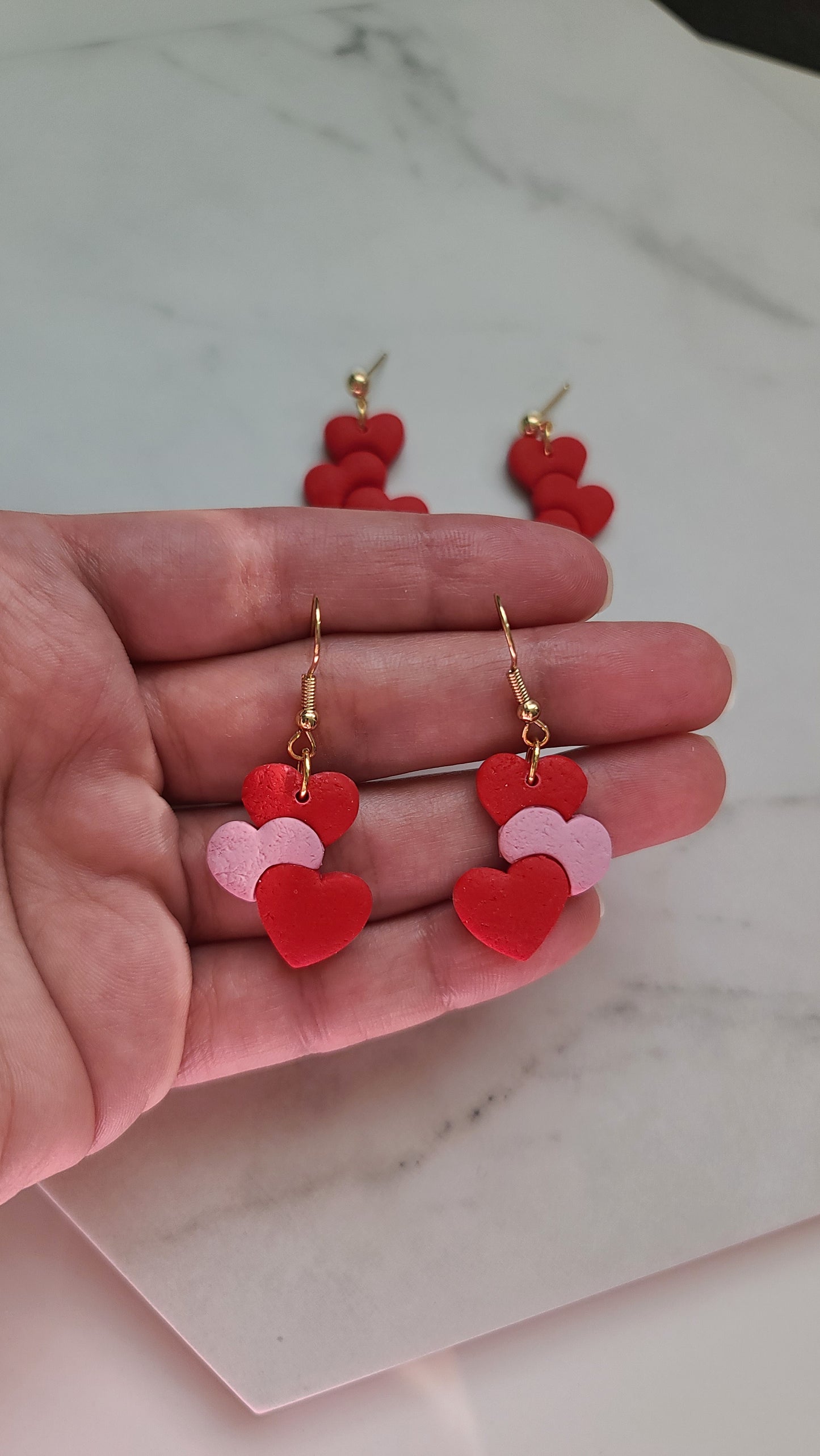 Triple heart earrings