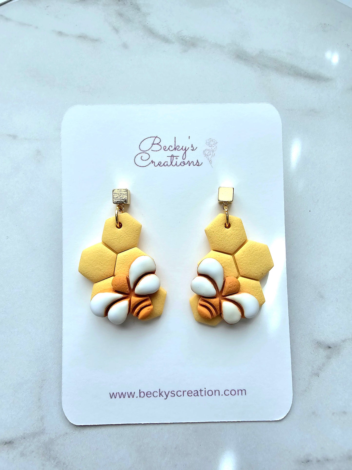 Bee and honey drop earrings