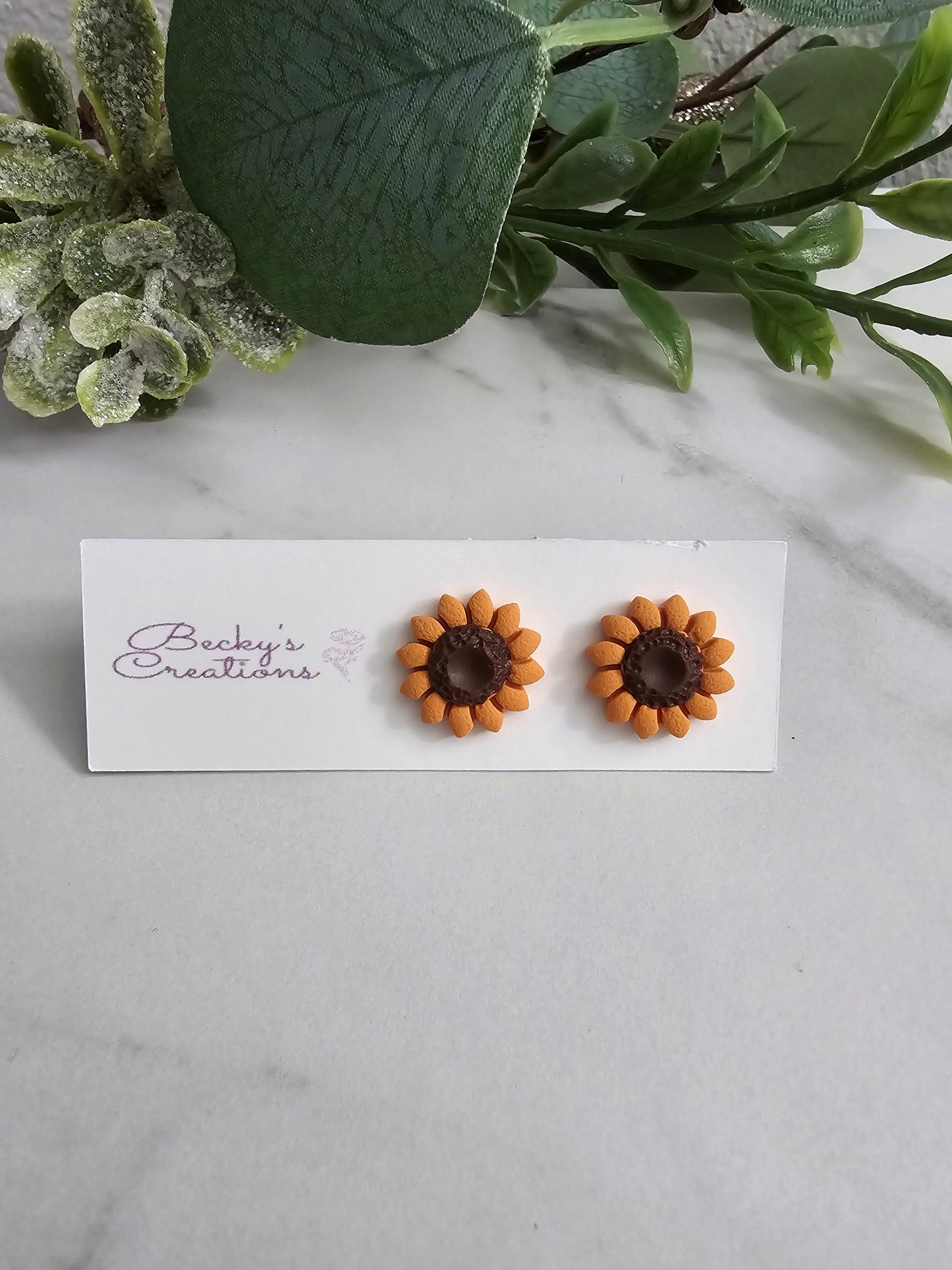 Sun flower stud earrings