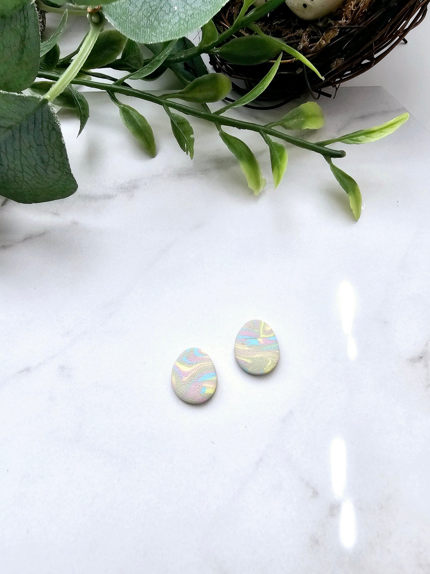 Marble egg earrings