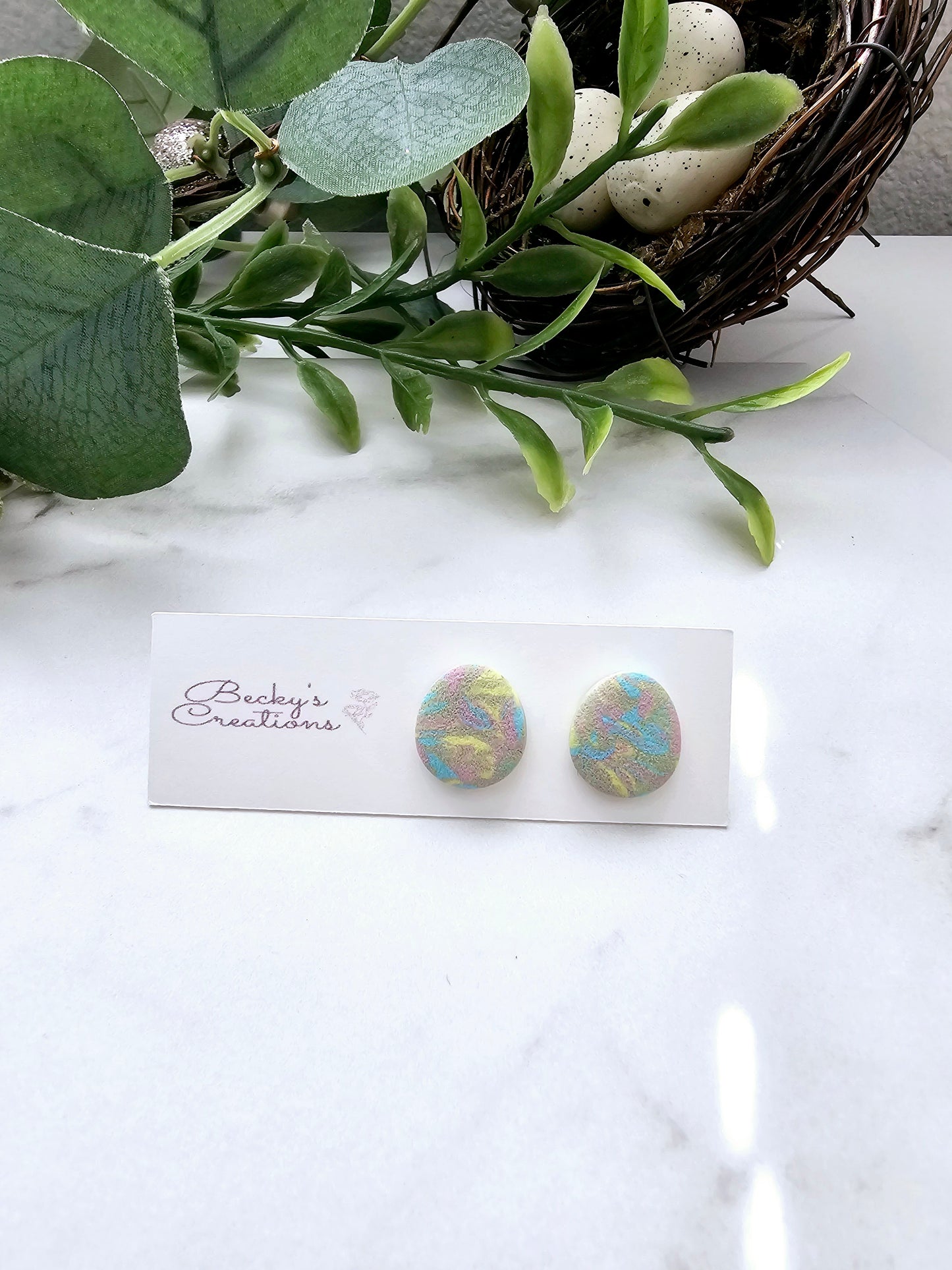 Marble egg earrings