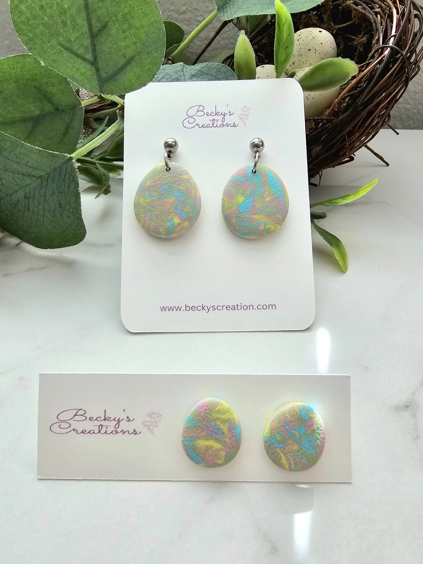 Marble egg earrings