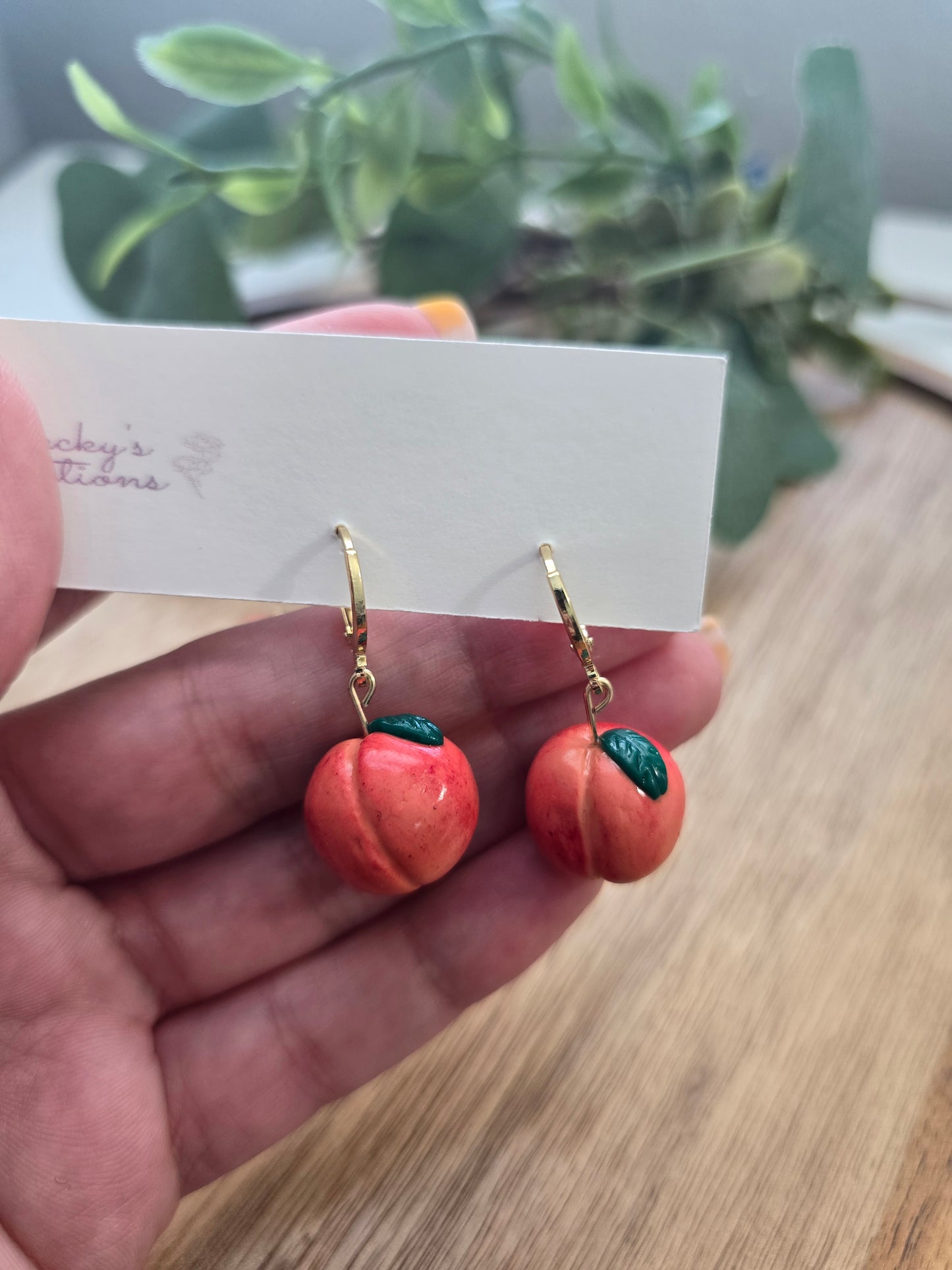 Peach mini dangle earrings