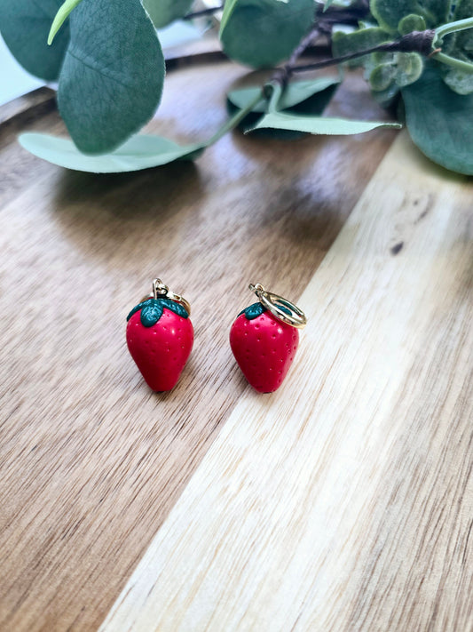 Strawberry mini dangle earrings