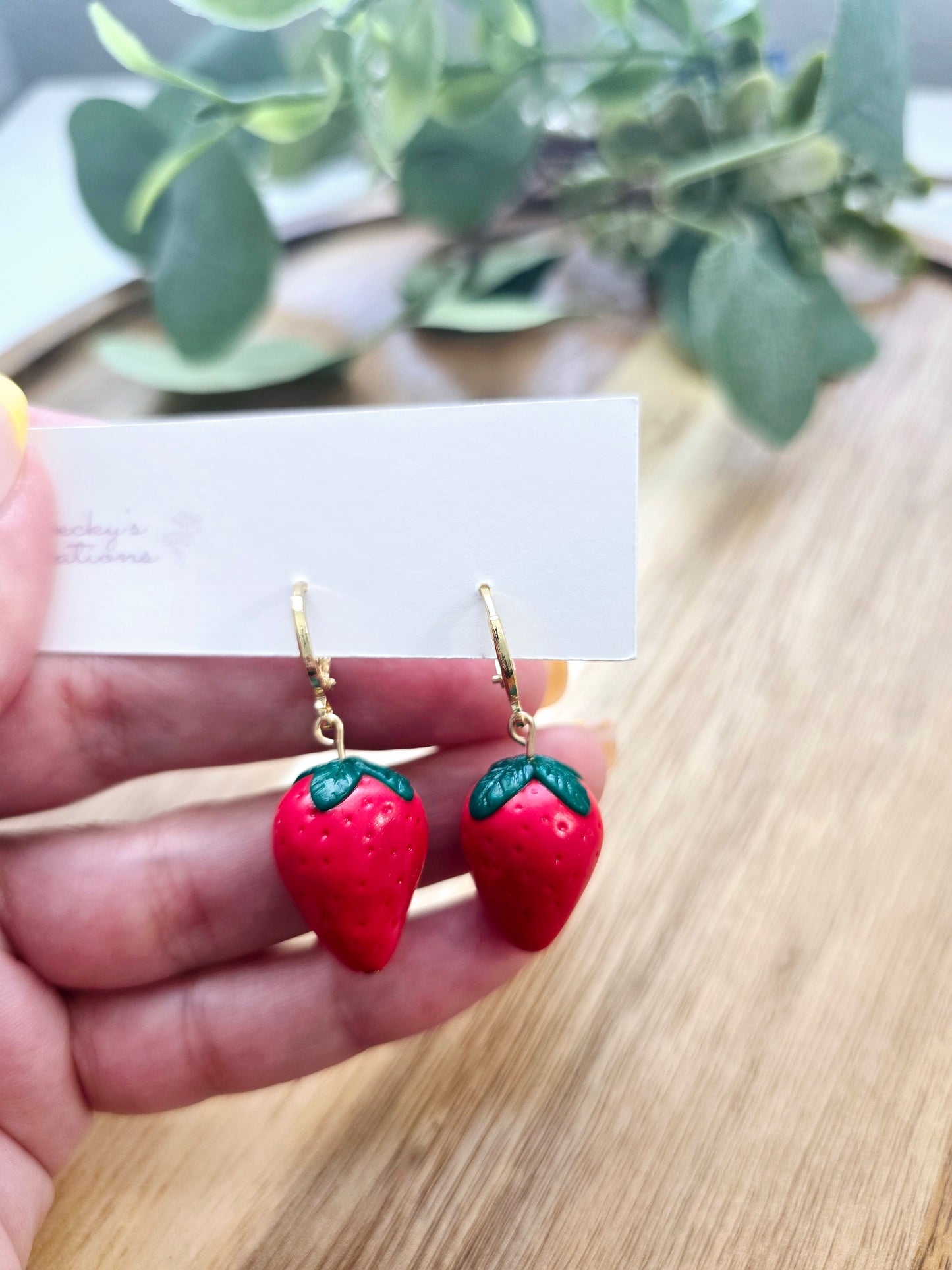 Strawberry mini dangle earrings