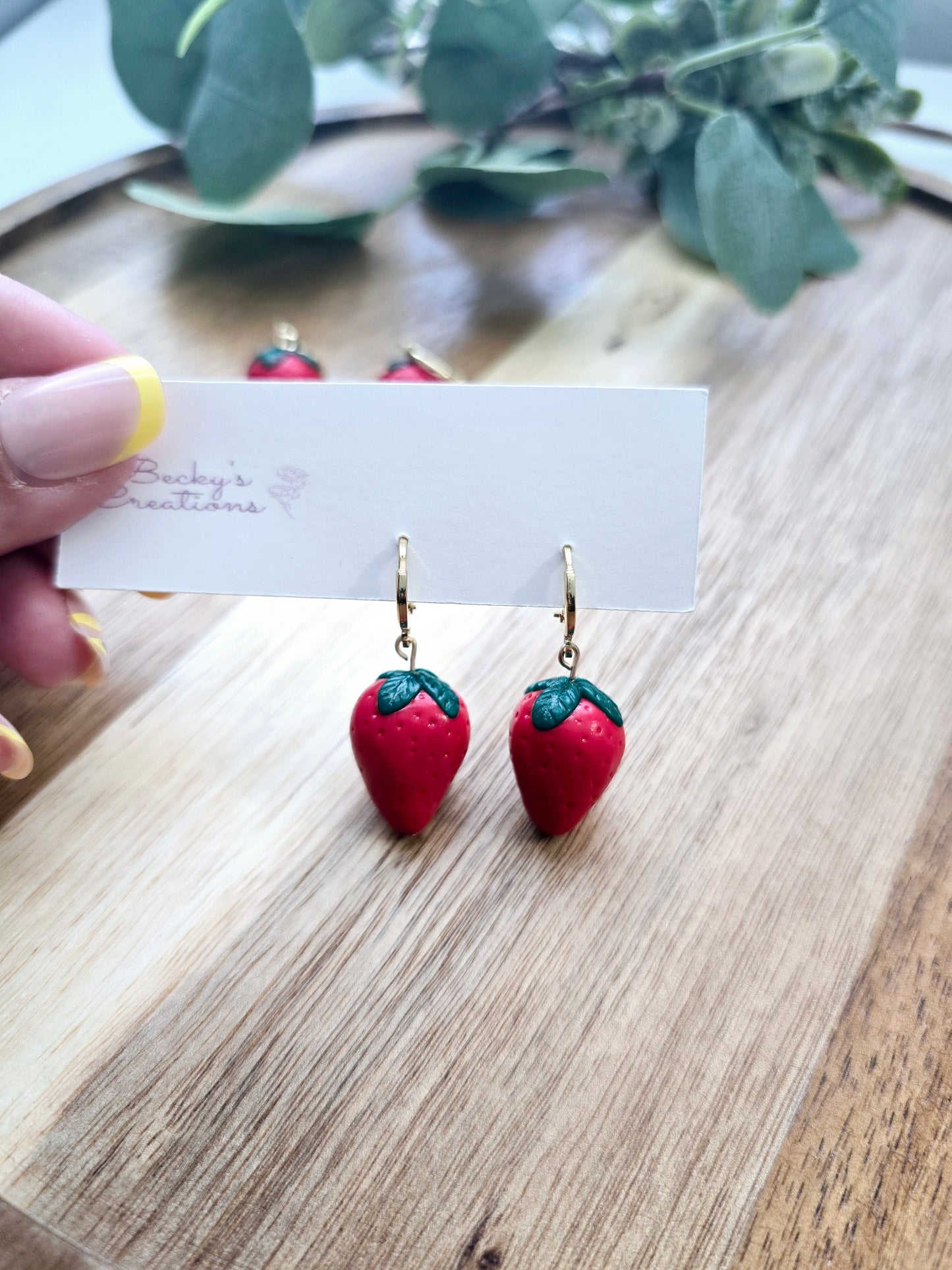 Strawberry mini dangle earrings