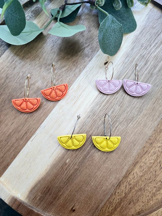 Fruit slices earrings with Hoops