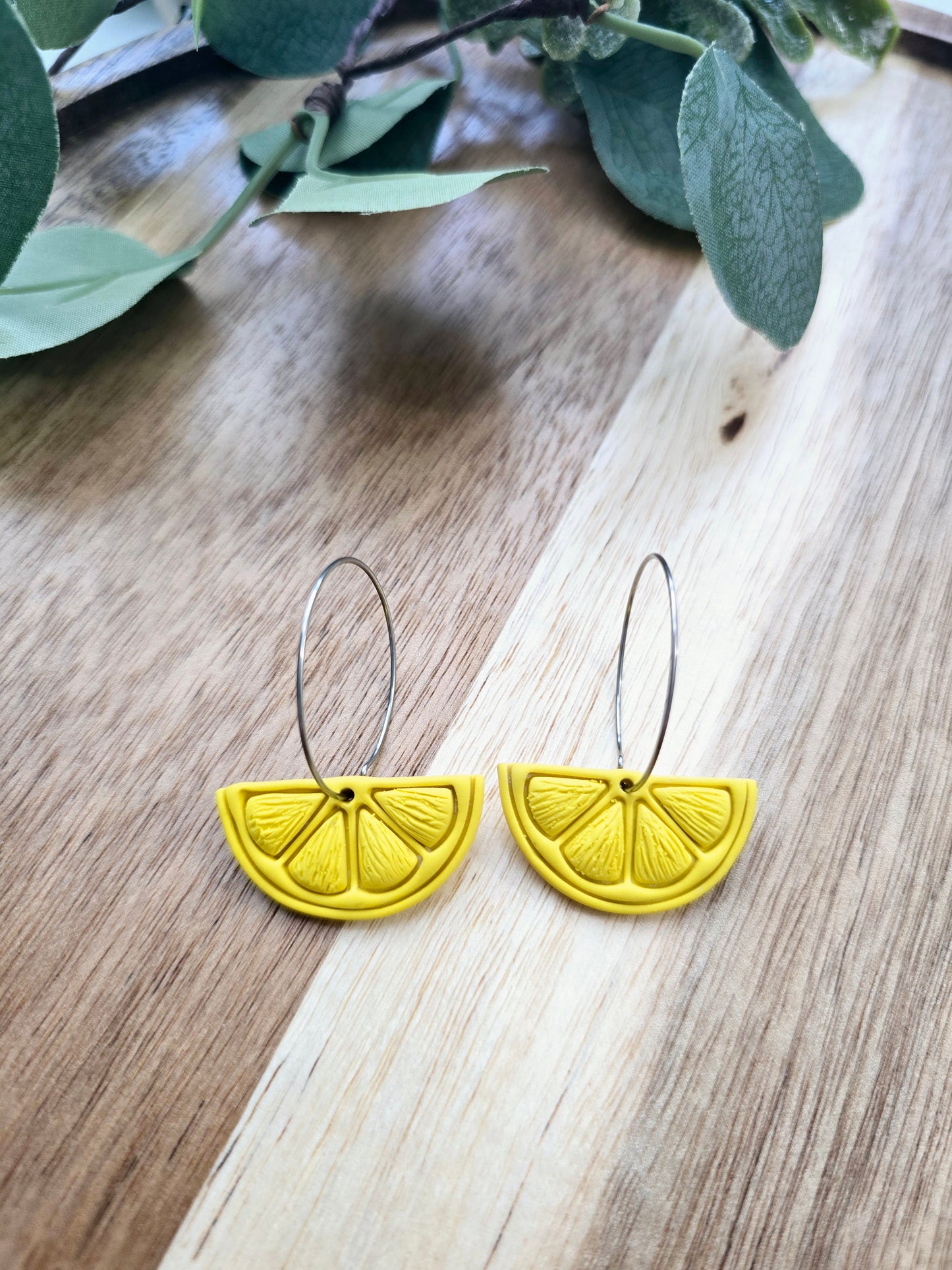 Fruit slices earrings with Hoops