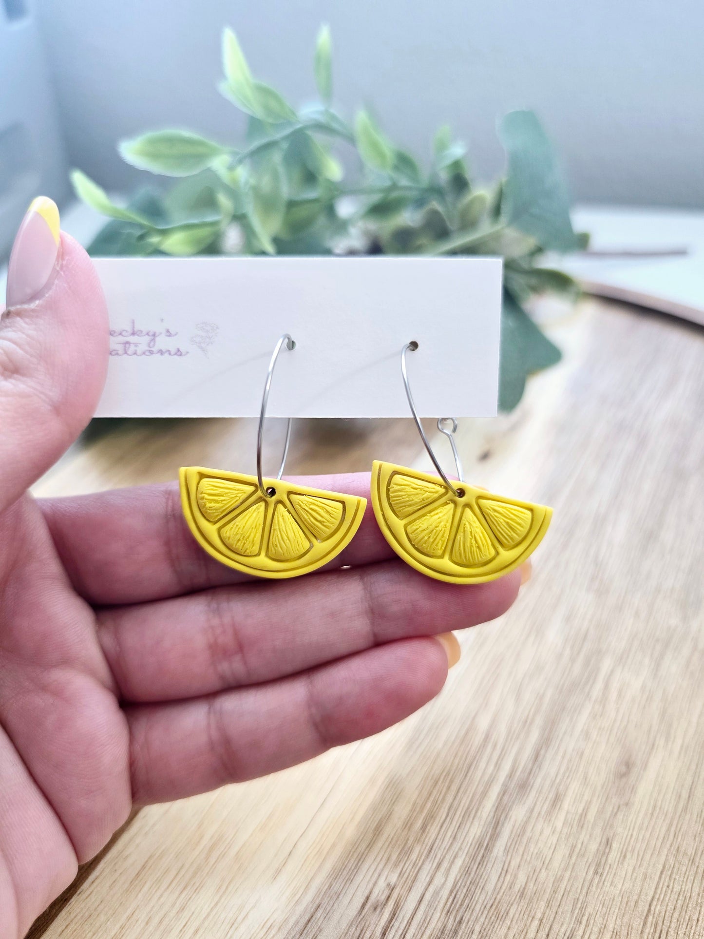 Fruit slices earrings with Hoops