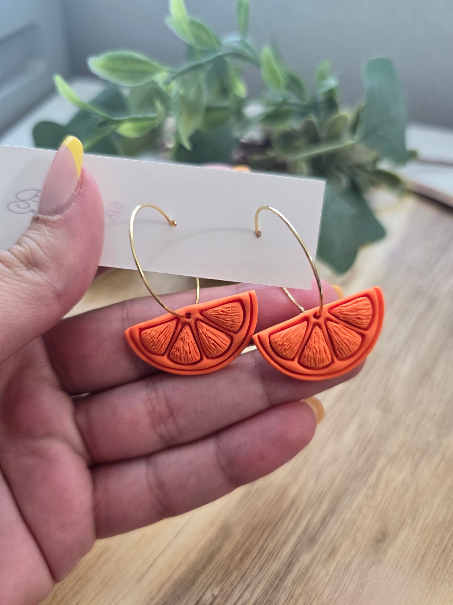 Fruit slices earrings with Hoops