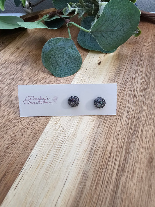 Mini round glitter stud earrings