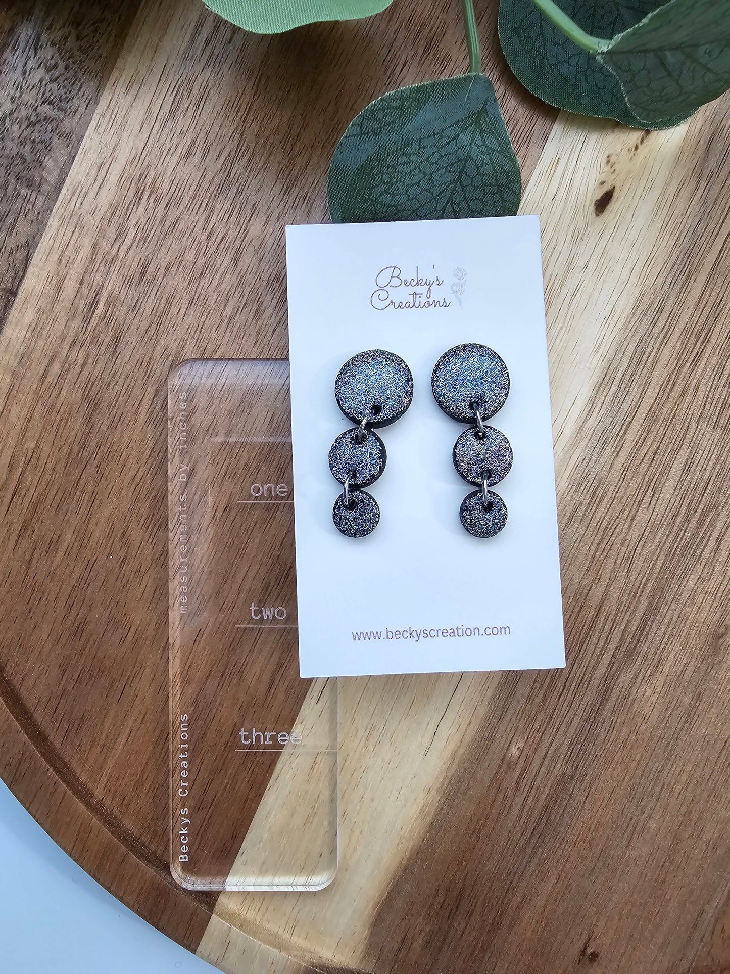 Circle glitter dangle earrings