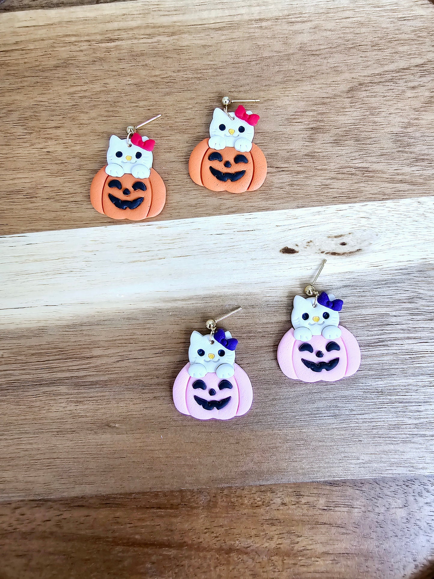 Cat and Pumpkin earrings