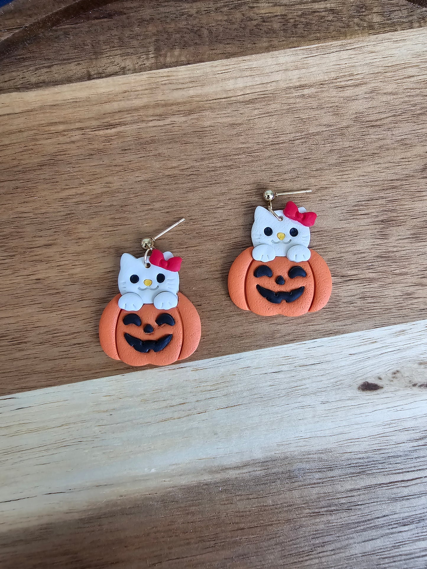 Cat and Pumpkin earrings