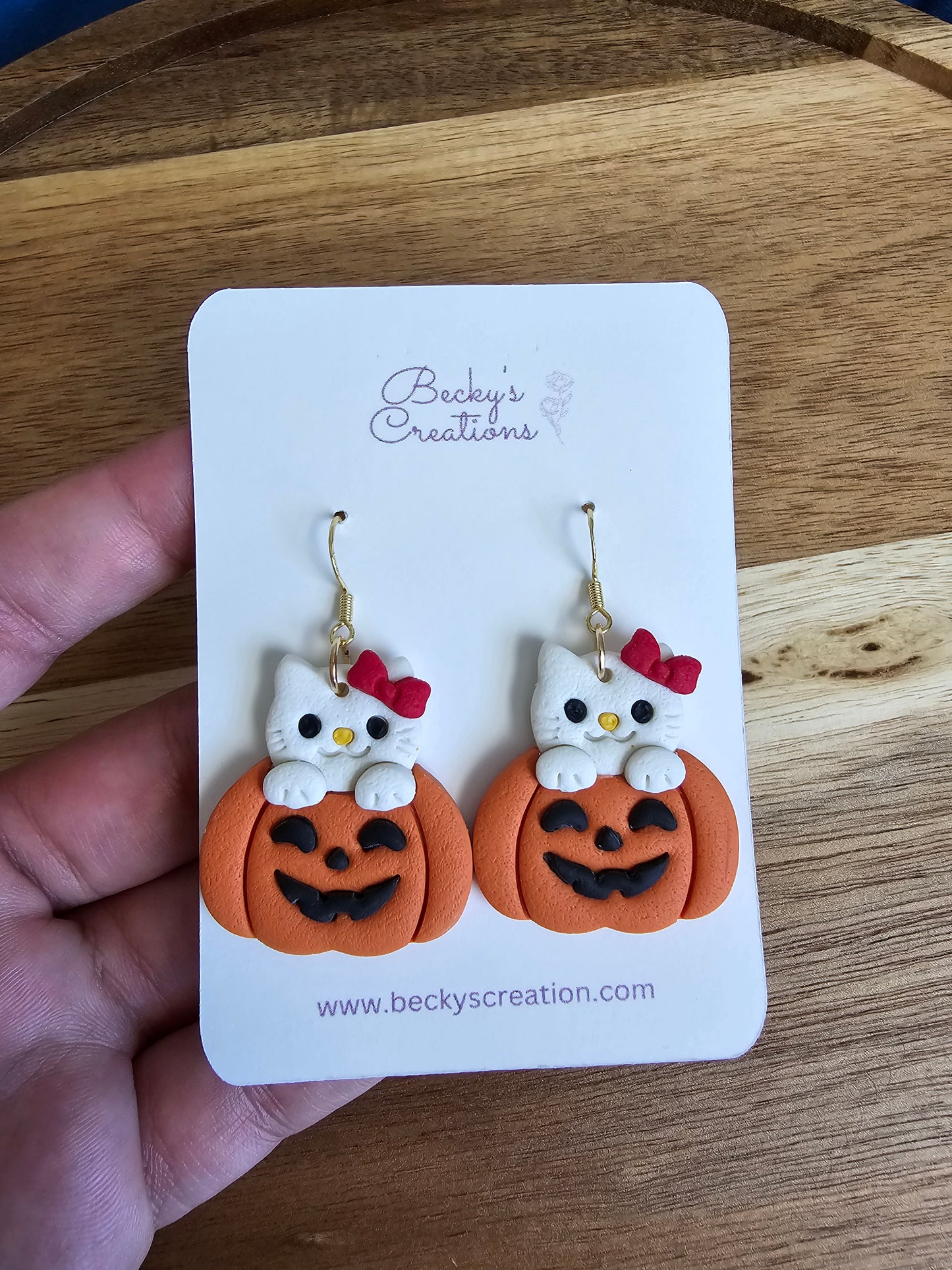 Cat and Pumpkin earrings