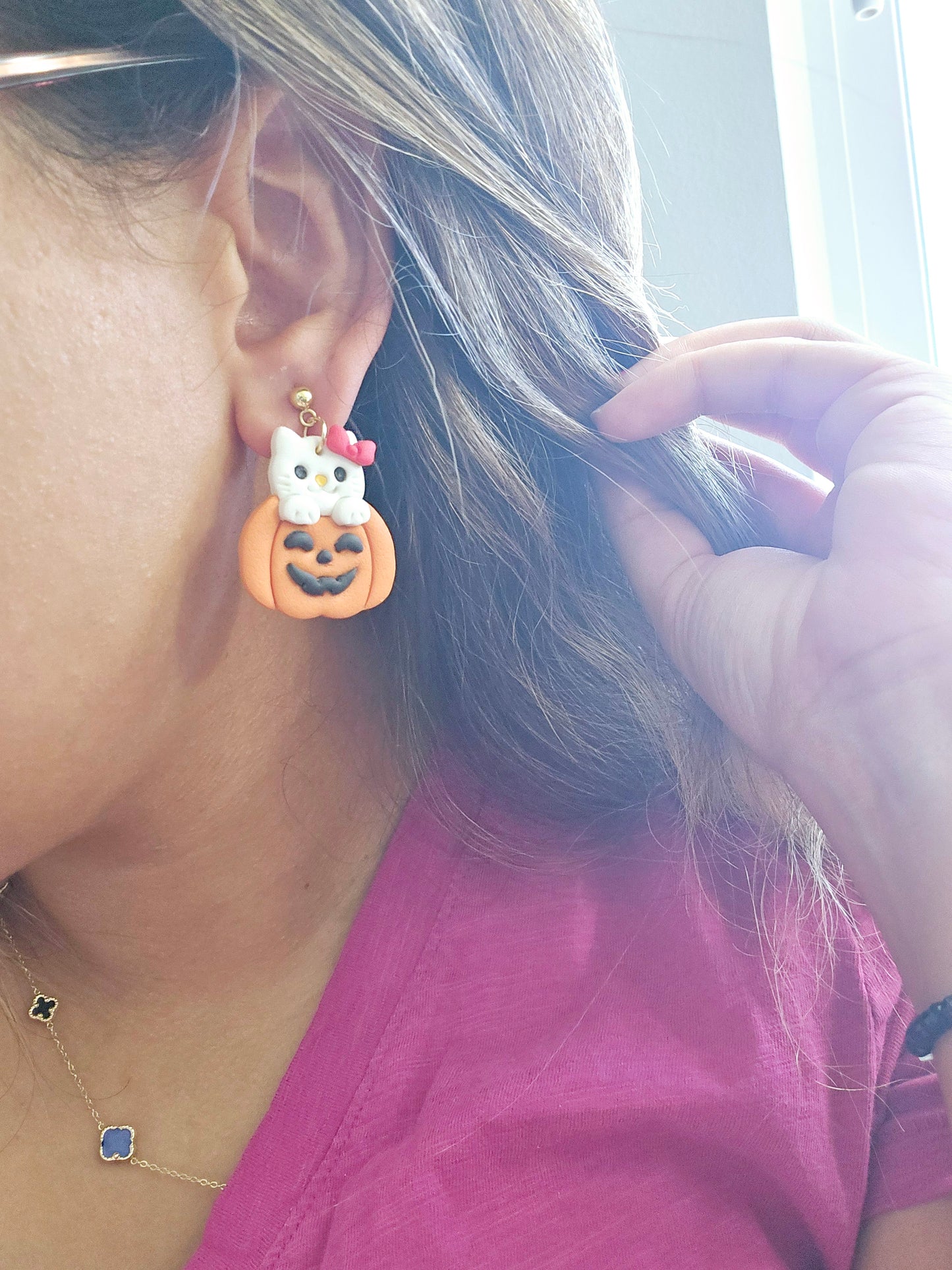 Cat and Pumpkin earrings