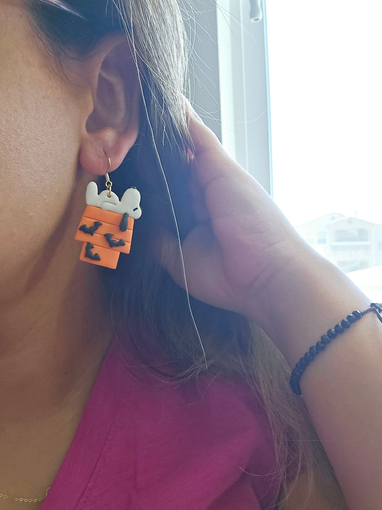 Dog and Halloween house earrings