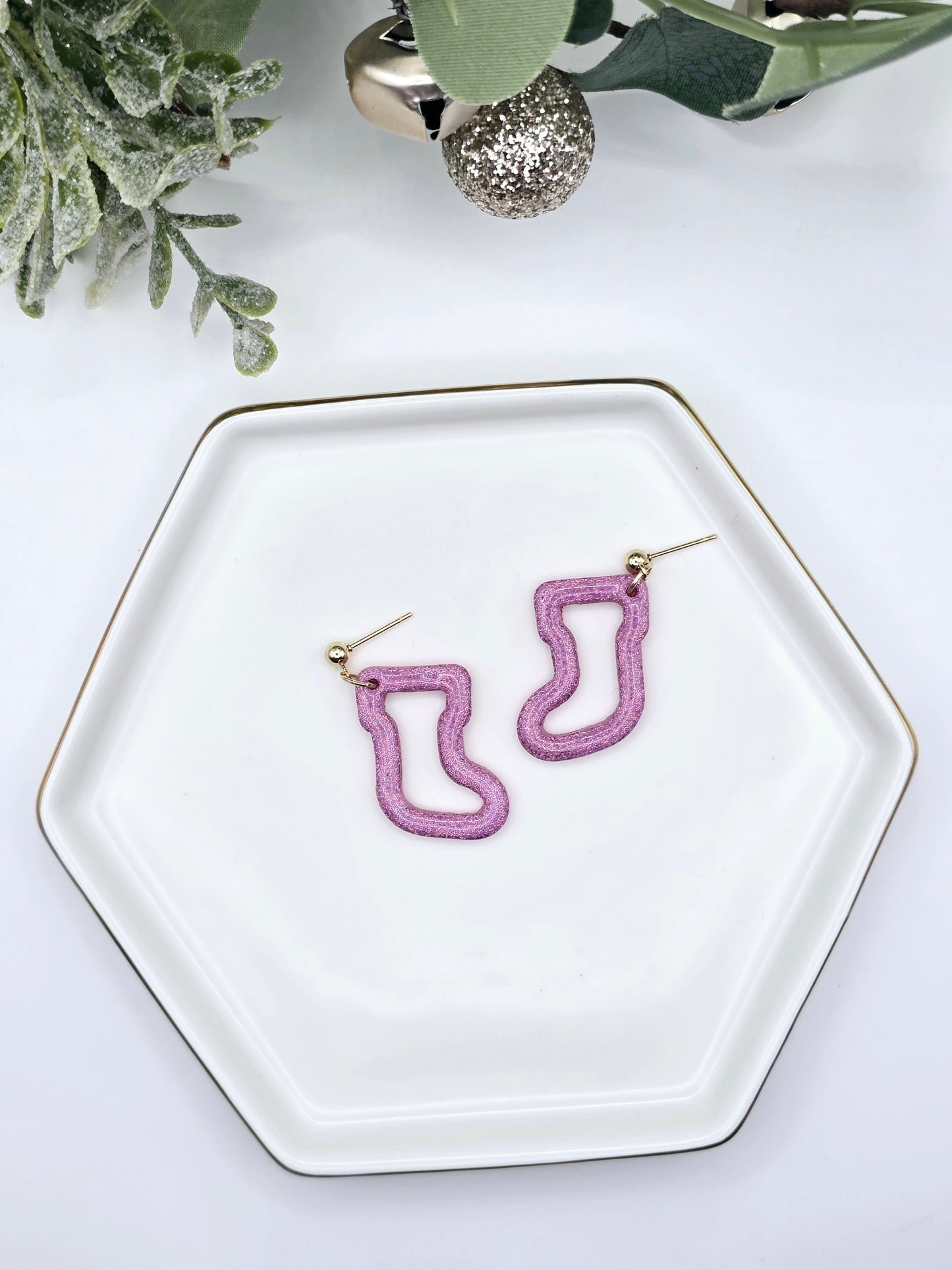 Glitter stocking earrings